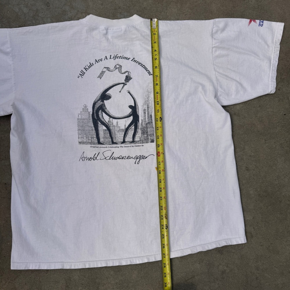 Vintage Planet Hollywood Arnold Schwarzenegger Inner-City Games Shirt XL White - Picture 5 of 6